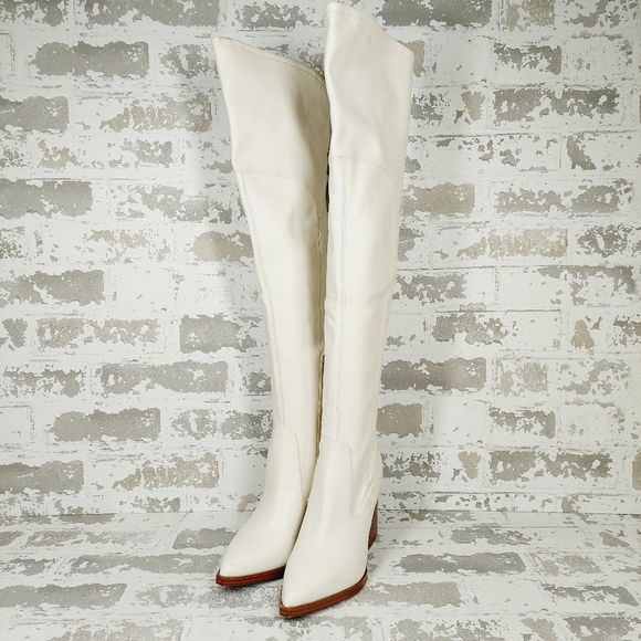 NEW MARC FISHER Meyana Over The Knee Boot In New Chic Cream C185 - Picture 2 of 14